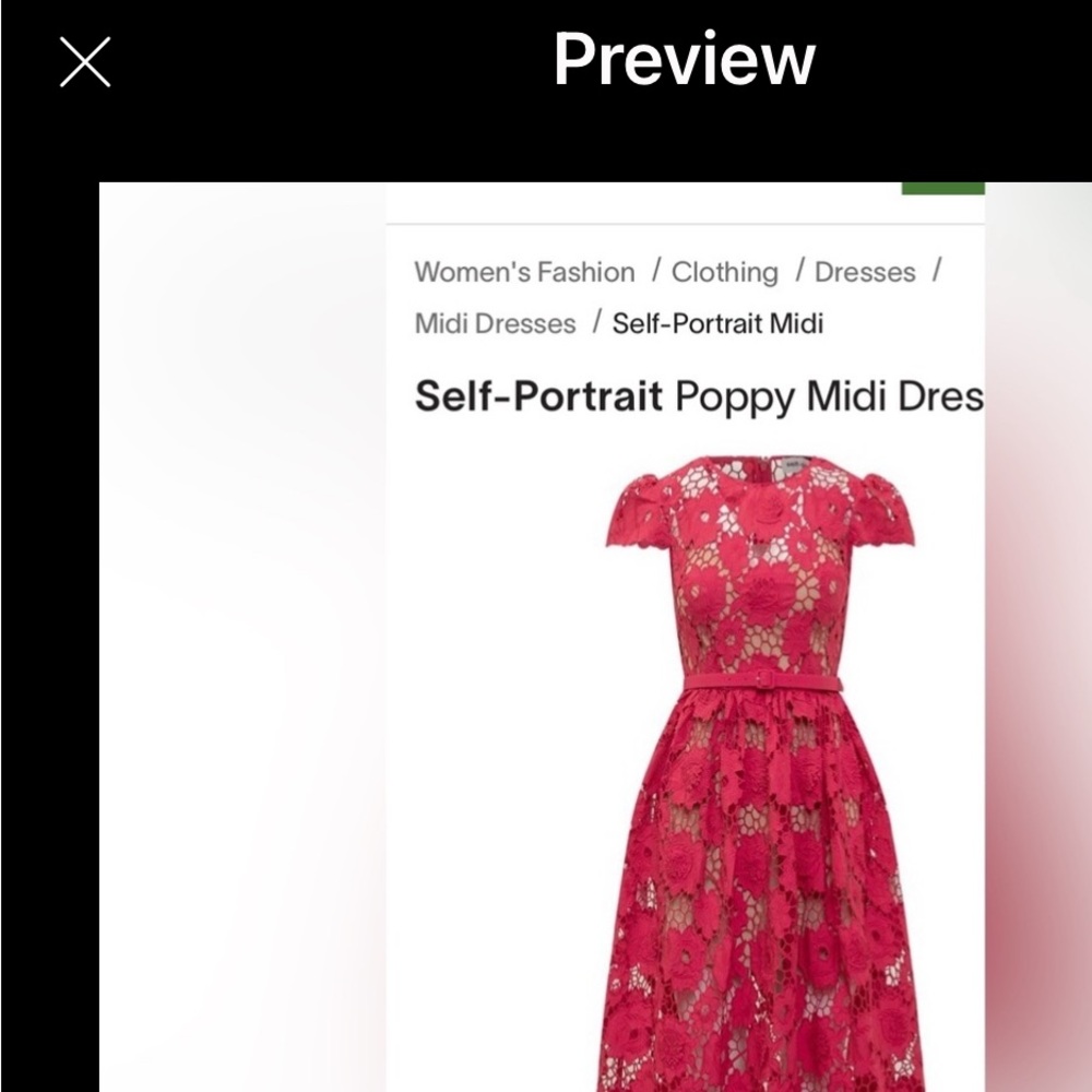 Self-Portrait Scarlet Lace Midi Dress